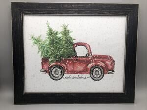 aaron brothers Christmas winter wonderland Holiday wall art Glass Wood frame